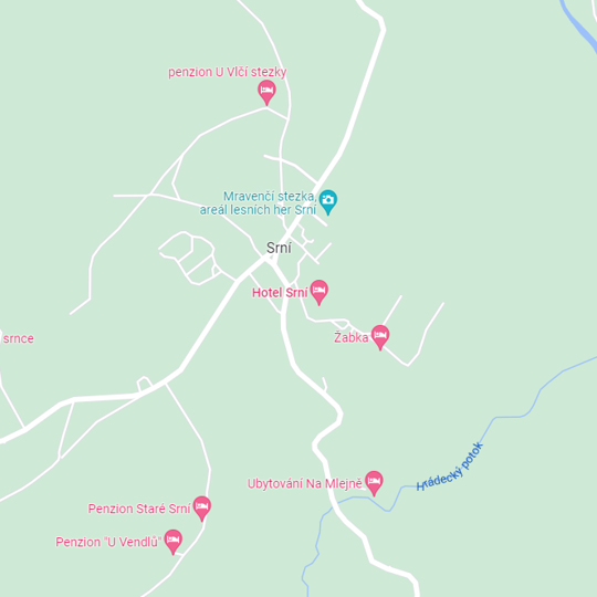 Hotely Srní, zdroj: Google maps