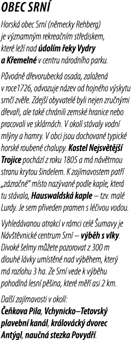 Obec Srn Horsk  obec Srn  (n mecky Rehberg) je v znamn m rekrea n m st ediskem, kter  le   nad  dol m  eky Vydry a K...