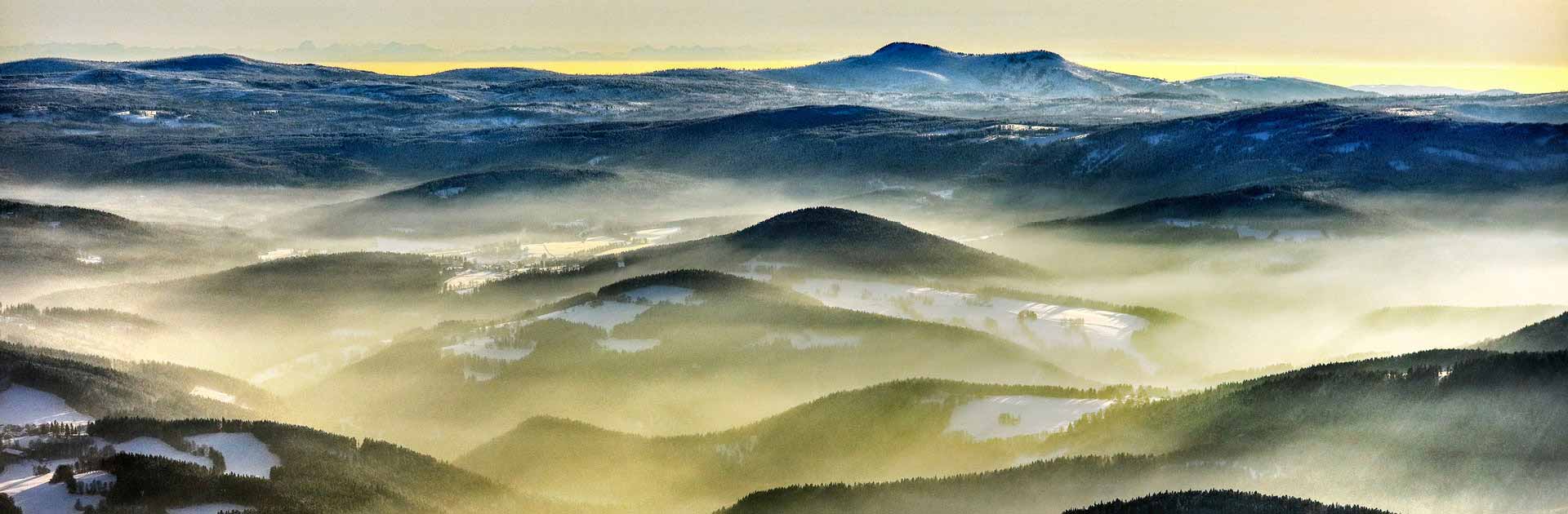 Šumava v zimě, letecký pohled, foto: Libor Sváček